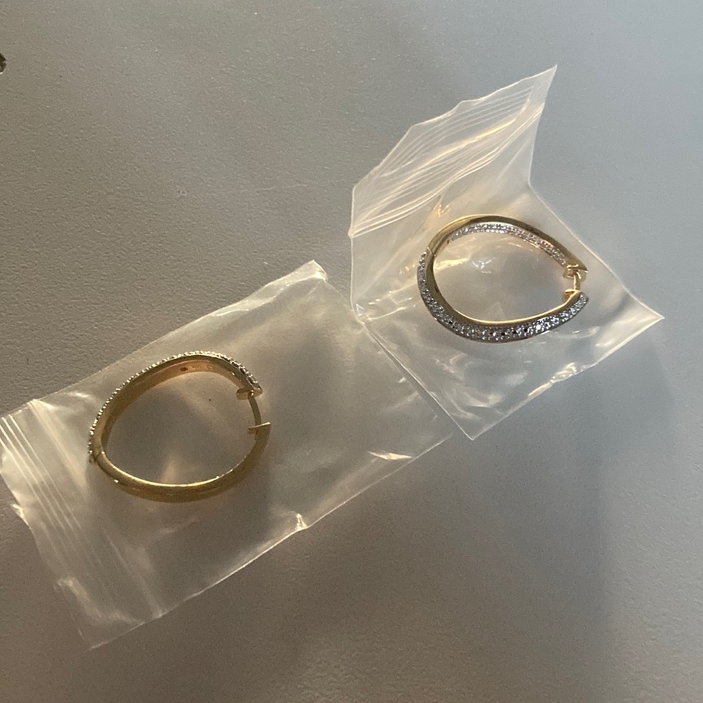 Diamond irregular hoop earrings